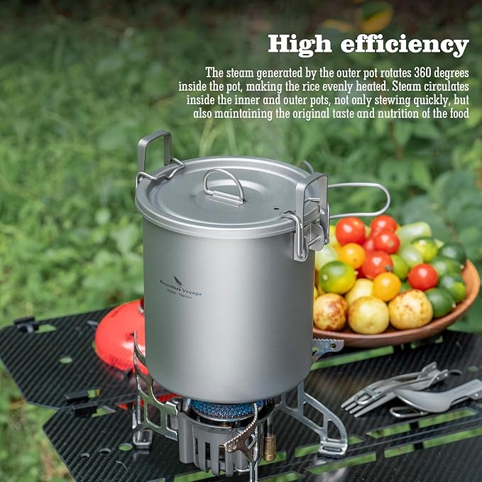Boundless Voyage Titanium Rice Cooker Camping Cooking Pot Ultralight Camping Cookware Set for