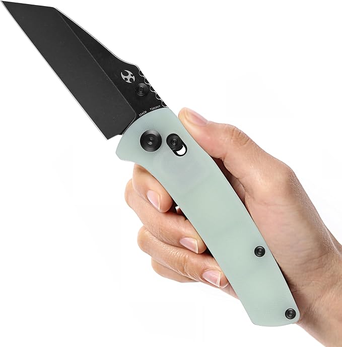 KANSEPT Main Street Pocket Folding Knife, 3.36''Black Ticn Coated 154CM Sharp Steel Blade, Jade G10