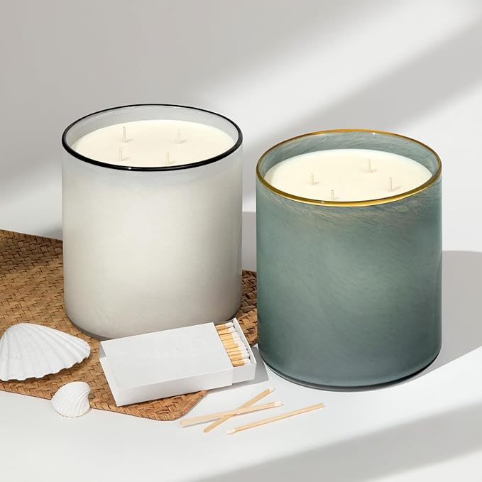 LAFCO New York Luxe 4-Wick Candle, Champagne - 86 oz - 200-Hour Burn Time - Reusable, Hand Blown