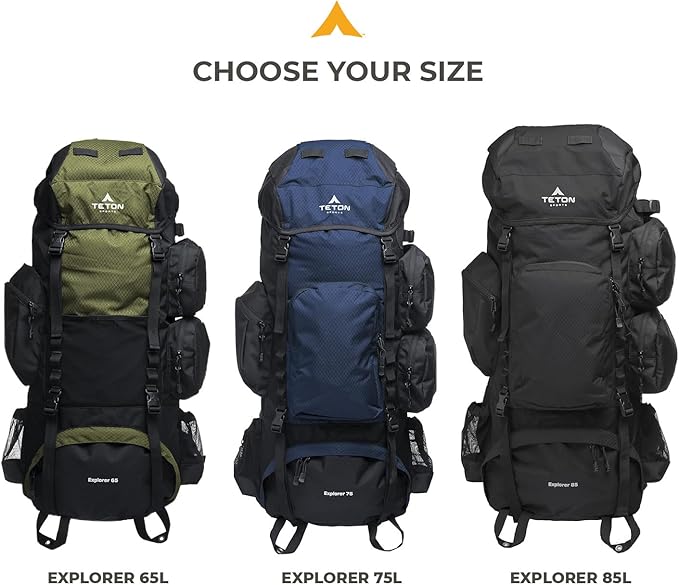 TETON 85L Explorer Internal Frame Backpack for Hiking, Camping, Backpacking, Rain Cover Included