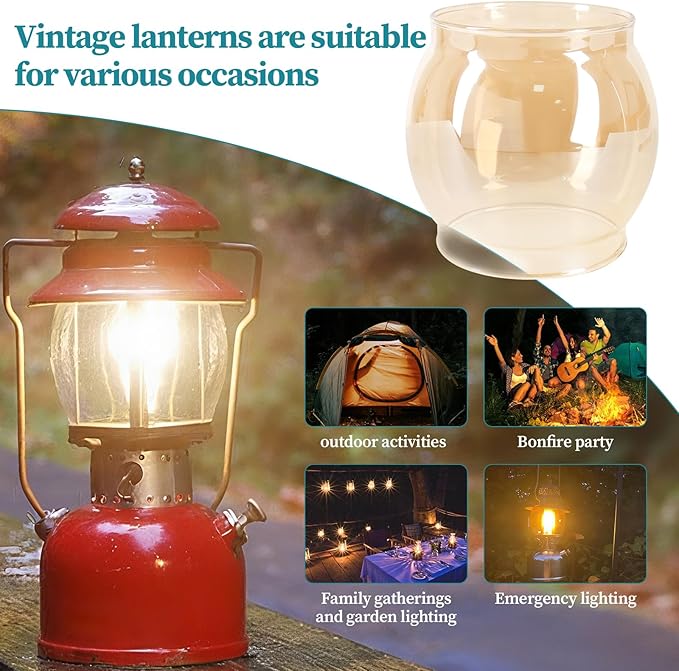 Lantern Glass Globe Replacement, Compatible with Coleman 200A/B &R690B051,Fits Kamplite, JC
