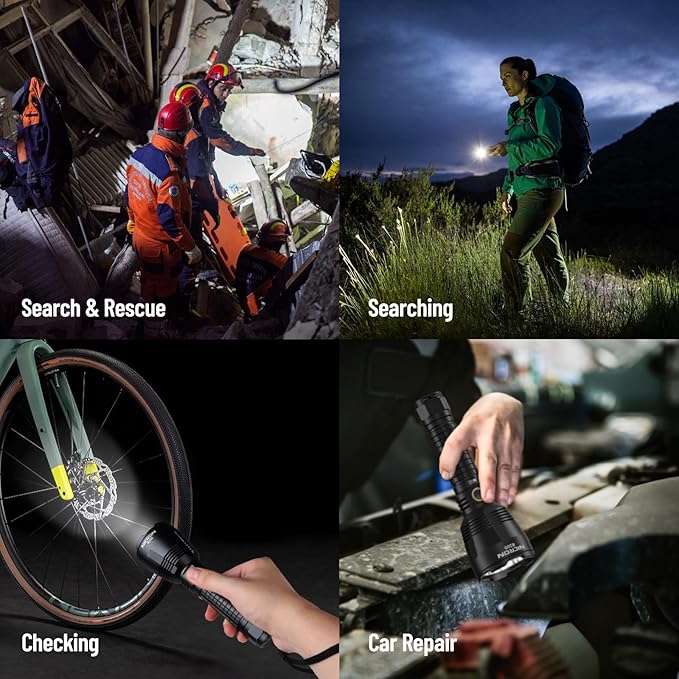 NICRON B200 Rechargeable Flashlights 1600 High Lumens, 3280ft Long Range, Super Bright LED