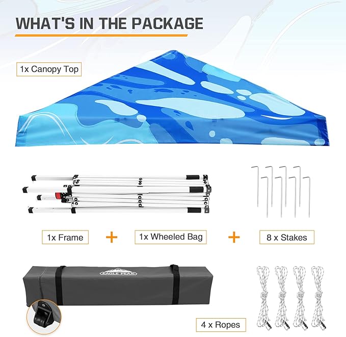 EAGLE PEAK 10x10 Slant Leg Pop-up Canopy Tent Easy One Person Setup Instant Outdoor Beach Canopy