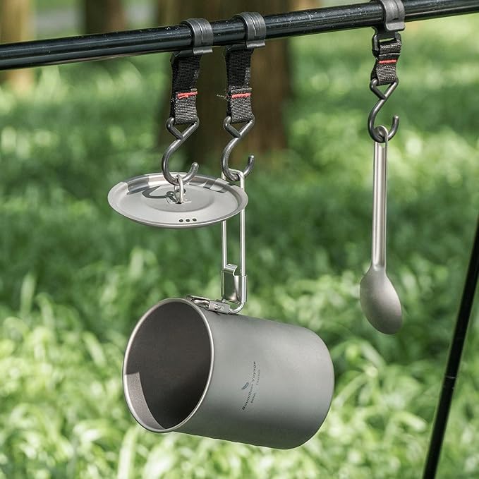 iBasingo 900ml Titanium Camping Cup with Lid Lightweight Portable Camping Pot for Backpacking