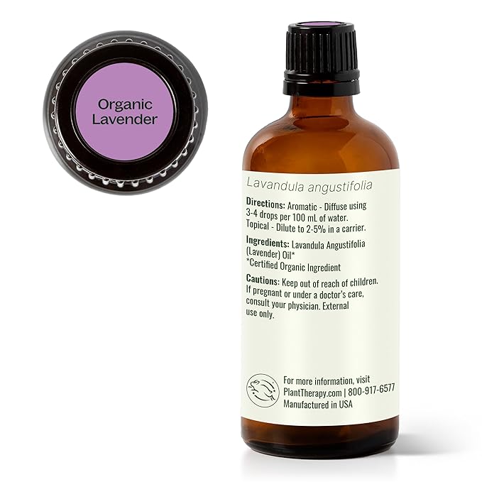 Plant Therapy Organic Lavender Essential Oil 100% Pure, USDA Certified Organic, Undiluted, Natural