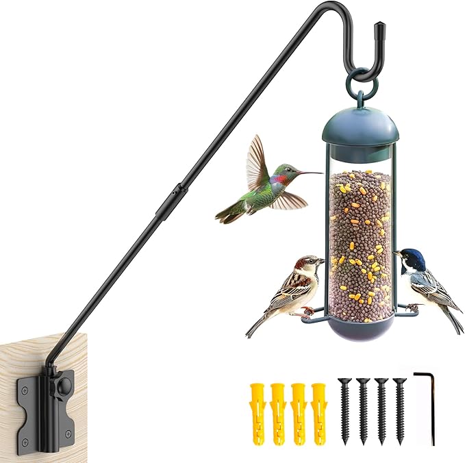 Wall Mount Heavy Duty Deck Hook-28 Inch Extended Reach Plant Hangers Outdoor -Bird Feeder Hanger