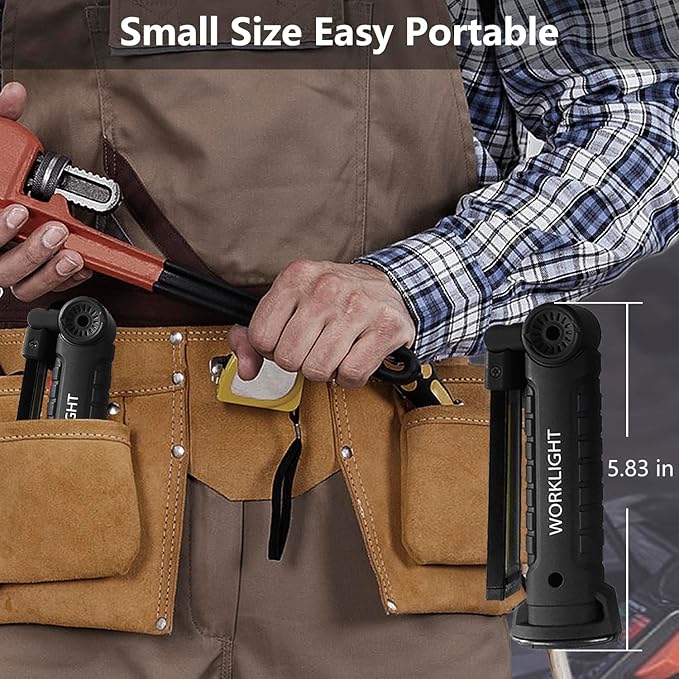 Working Light Portable, Rechargeable Work Lights with Magnetic Base Hanging Hook,360° Rotate 5