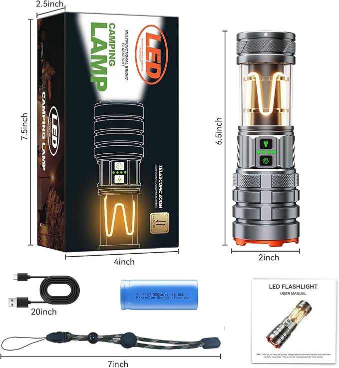 LED Flashlights High Lumens Rechargeable, 90000 High Lumens Super Bright Flashlight Camping with 11