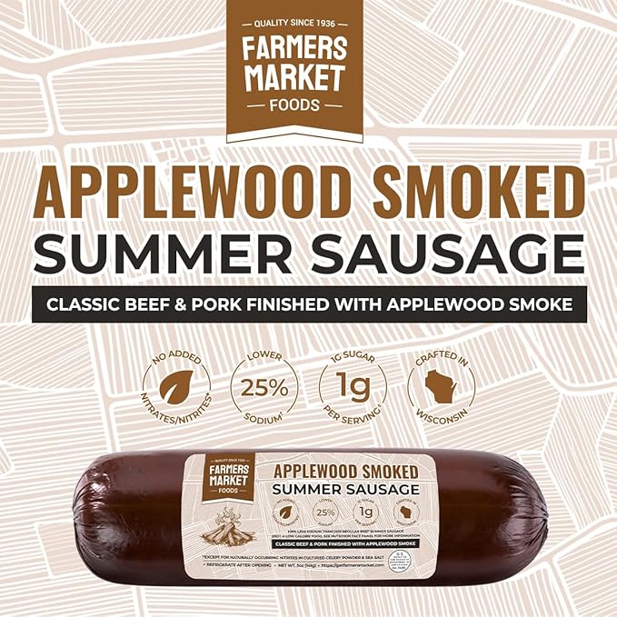 Farmers Market, Gluten Free, Keto, Paleo, Low Sodium, Zero Sugar, Summer Sausage Gift Set, 2-Pack