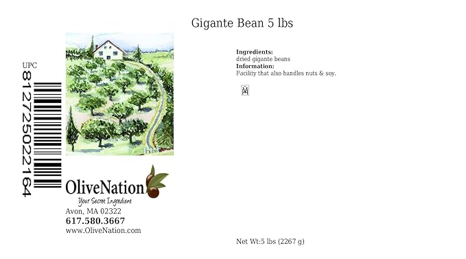 OliveNation Gigante Beans, Dried Greek Giant Bean, Nutritious High Fiber Legume, Non-GMO, Gluten
