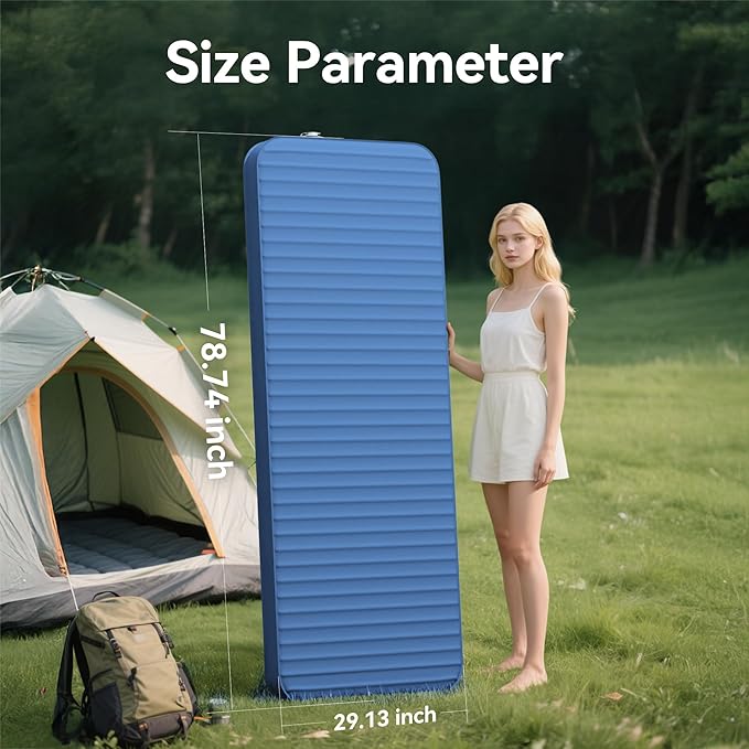 Sleeping Pad for Camping, Self Inflating 4" Ultra-Thick Memory Foam Camping Mat with Built-in