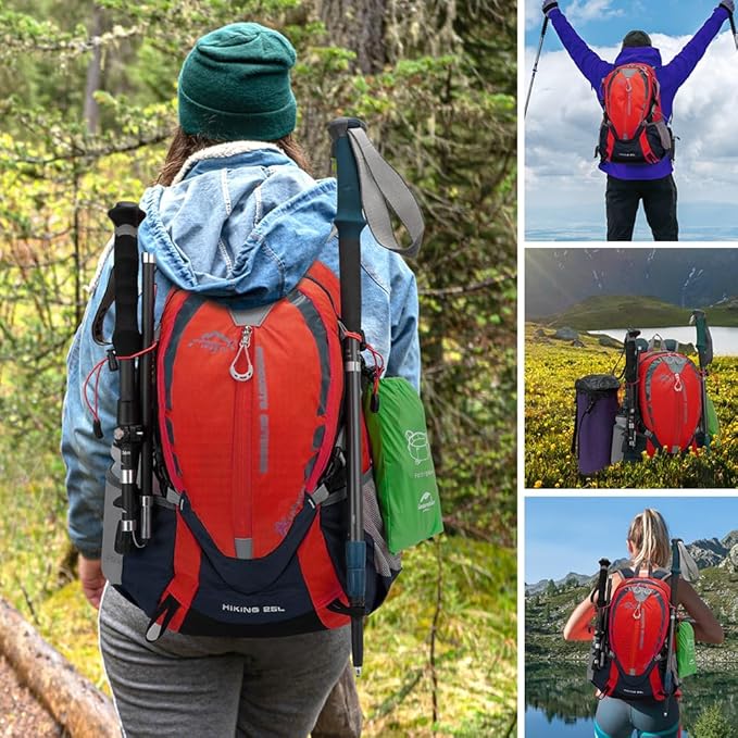 INOXTO Small Hiking Backpack with 2L Water Bladder and Waterproof Rain Cover, 25L Hydration Daypack