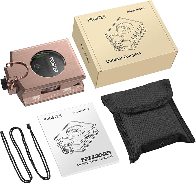 Proster IP65 Compass Hiking Survival - Lensatic Sighting Compass for Camping Navigation, Compass