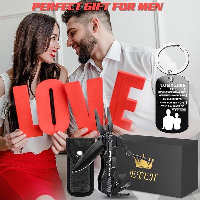 Gifts for Boyfriend Husband,Multitool Pocket Knife "I LOVE YOU",Anniversary Birthday Christmas