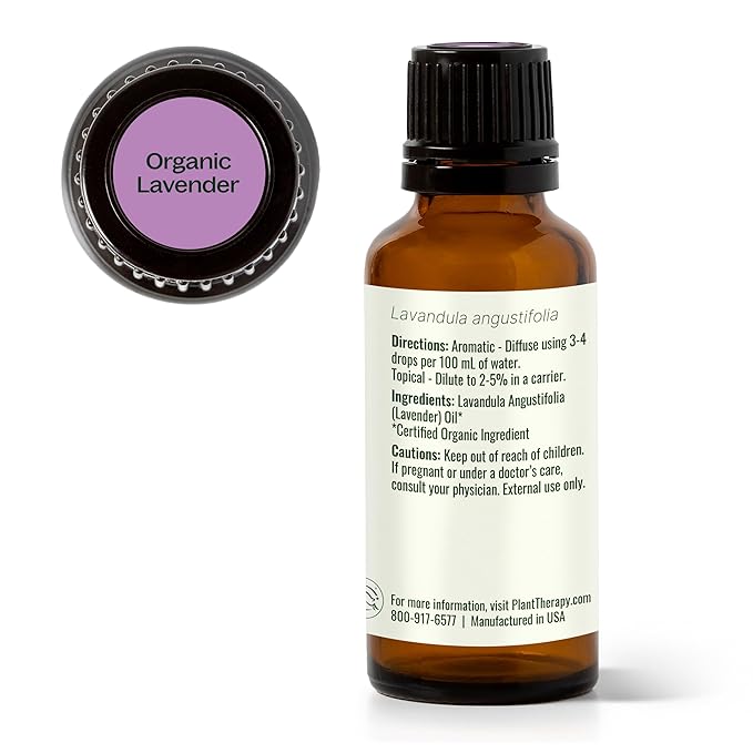 Plant Therapy Organic Lavender Essential Oil 100% Pure, USDA Certified Organic, Undiluted, Natural