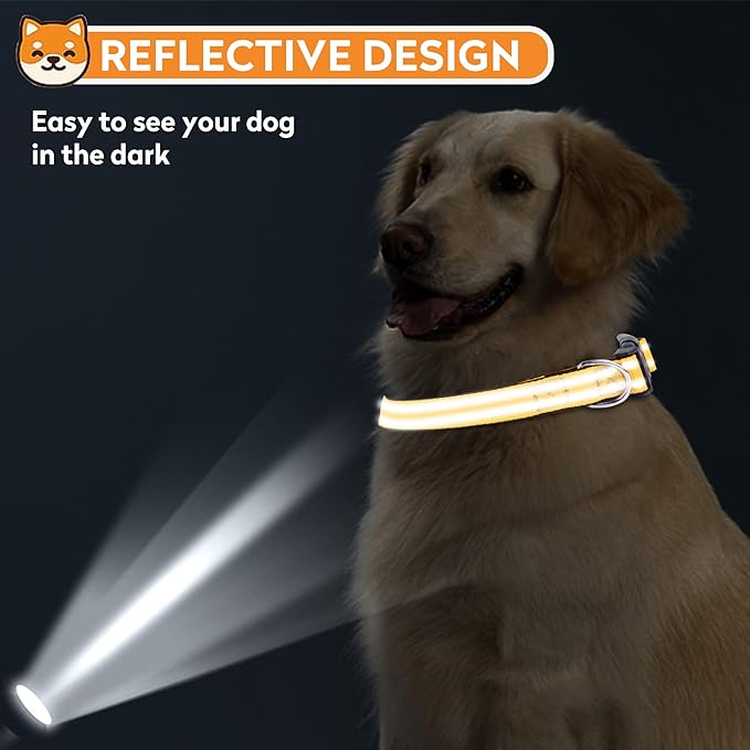 Reflective Dog Collar, Adjustable Soft Neoprene Padded Nylon Pet Collars with Buckle for Puppy and