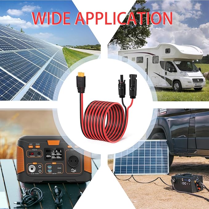 12AWG Solar to XT60 Charging Cable Solar Panel Extension Cable for Portabler Station River 600