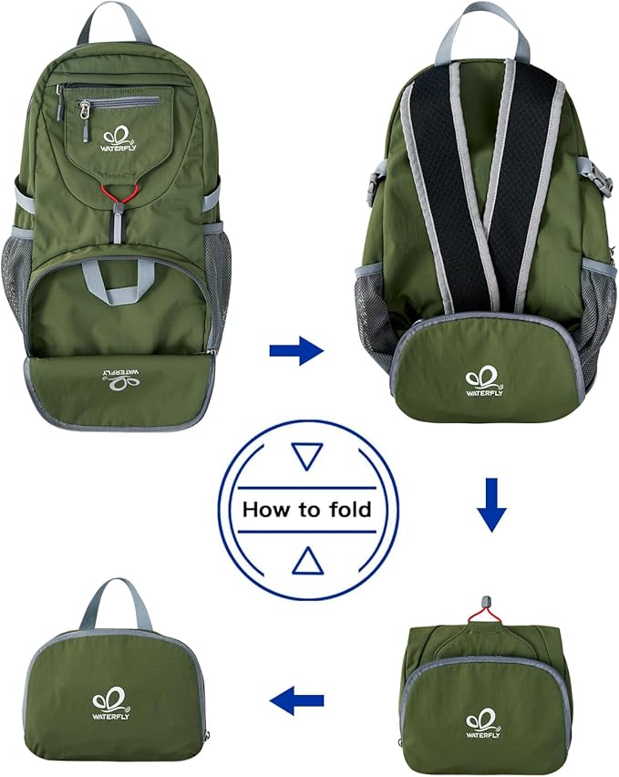 WATERFLY Small Lightweight Packable Backpack: 20l Ultra Light Foldable Travel Hiking Camping