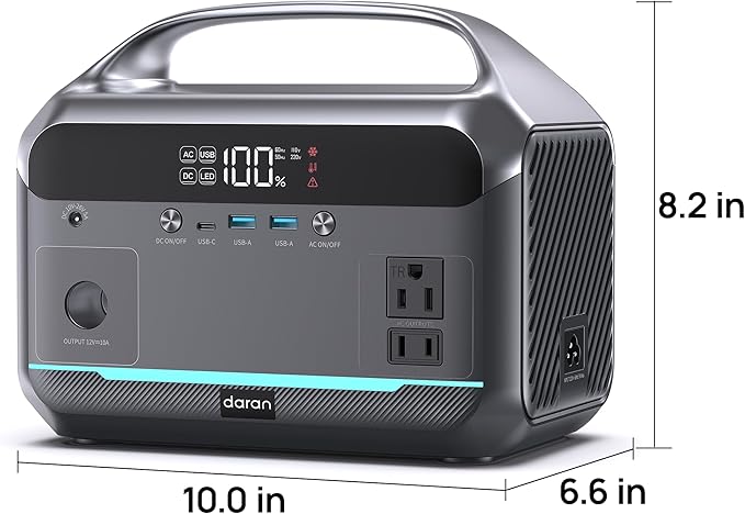 Portable Power Station 90,000mAh, 288Wh LiFePO4 Battery Backup w/ 2× 350W (600W Surge) 110V Pure