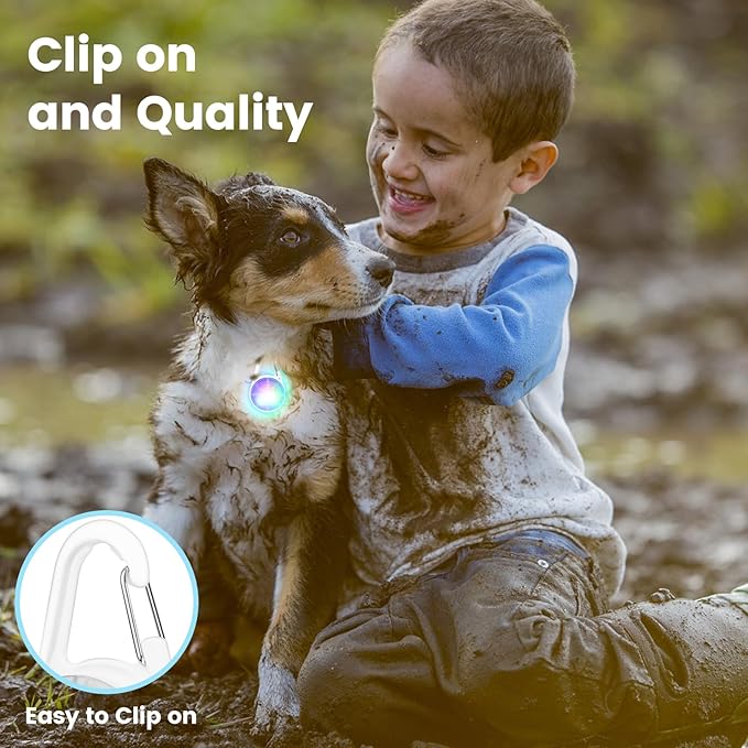 2Pack Dog Lights for Night Walking Dog Collar Light Clip on Glow in The Dark with 4Modes & RGB
