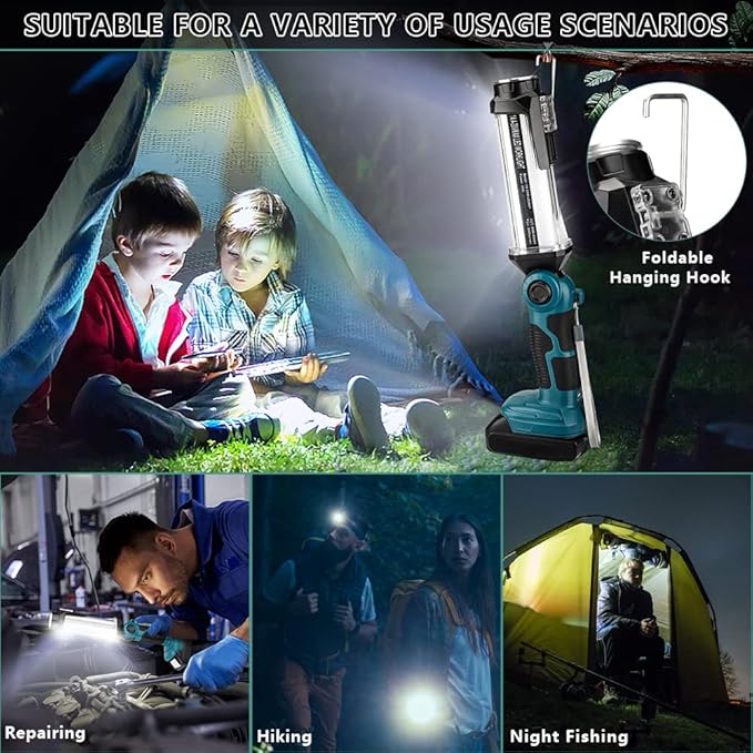 Cordless LED Work Light for Makita 18V Li-ion Battery, 35W 2000LM Outdoor Flashlight Portable