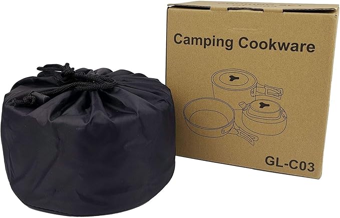 Peidesi 15pcs Camping Cookware Mess Kit,Portable Non-Stick Aluminum Alloy Cookware,Kettle Pot