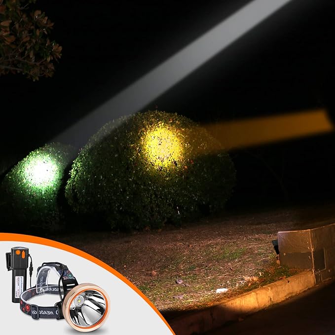 High Power Rechargeable LED Headlamp - Waterproof Adjustable Head Flashlight, Hands-Free Head Torch