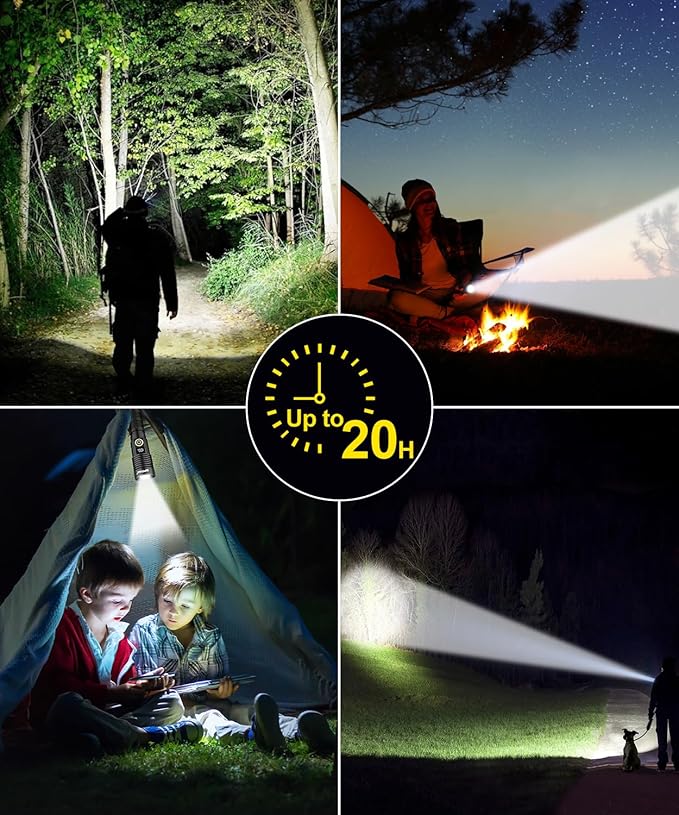 Rechargeable Flashlight High Lumens- Super Bright Magnetic Flash Light with Power Digital Display