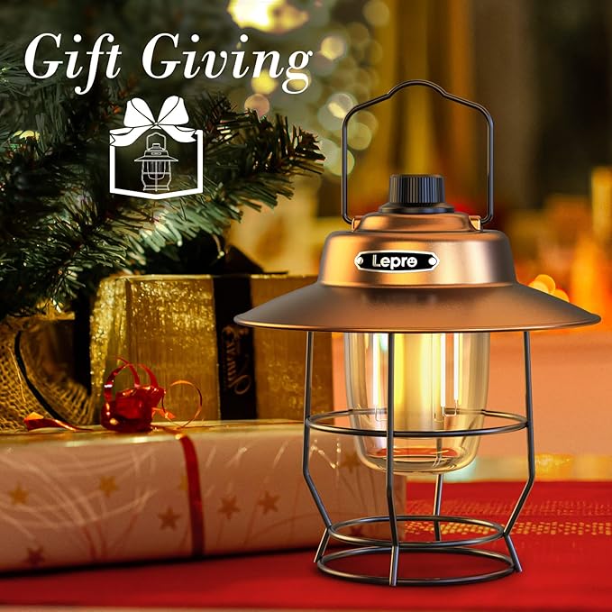 Lepro Vintage LED Camping Lantern Rechargeable, Power Bank, Christmas Decorations, Retro Style