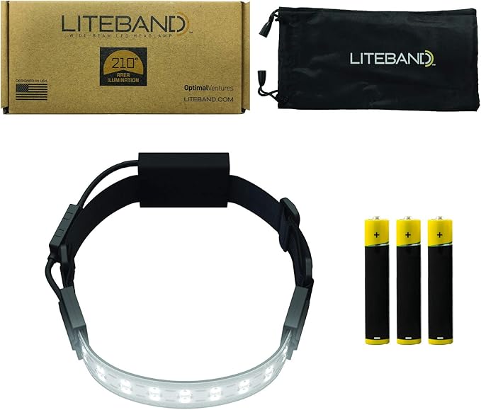 OPTIMAL VENTURES LED Headlamp Liteband Super Lightweight Flex 300 Lumen Bright Head Lamp, AAA