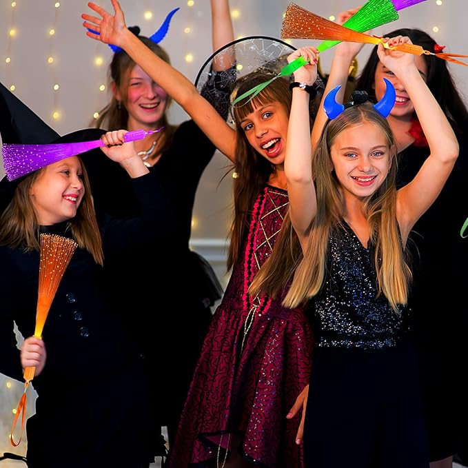Halloween Glow Sticks Party Favors Supplies for Kids Bulk-24 Pack, Light UP Fiber Optic Wand Toys