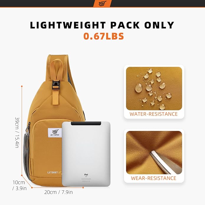 SKYSPER Sling Bag RFID Crossbody Sling Backpack Cross Body Shoulder Bag Travel Hiking Daypack for