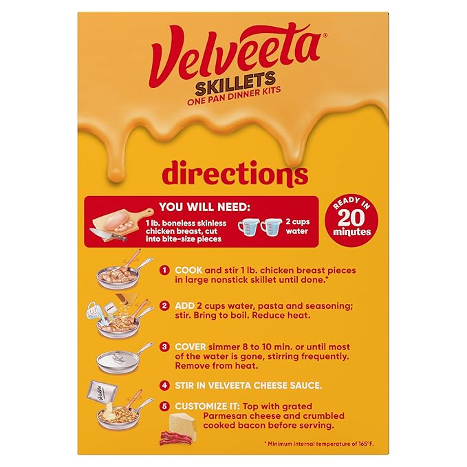 Velveeta Skillets Chicken Alfredo One Pan Dinner Kit, 12.5 oz Box