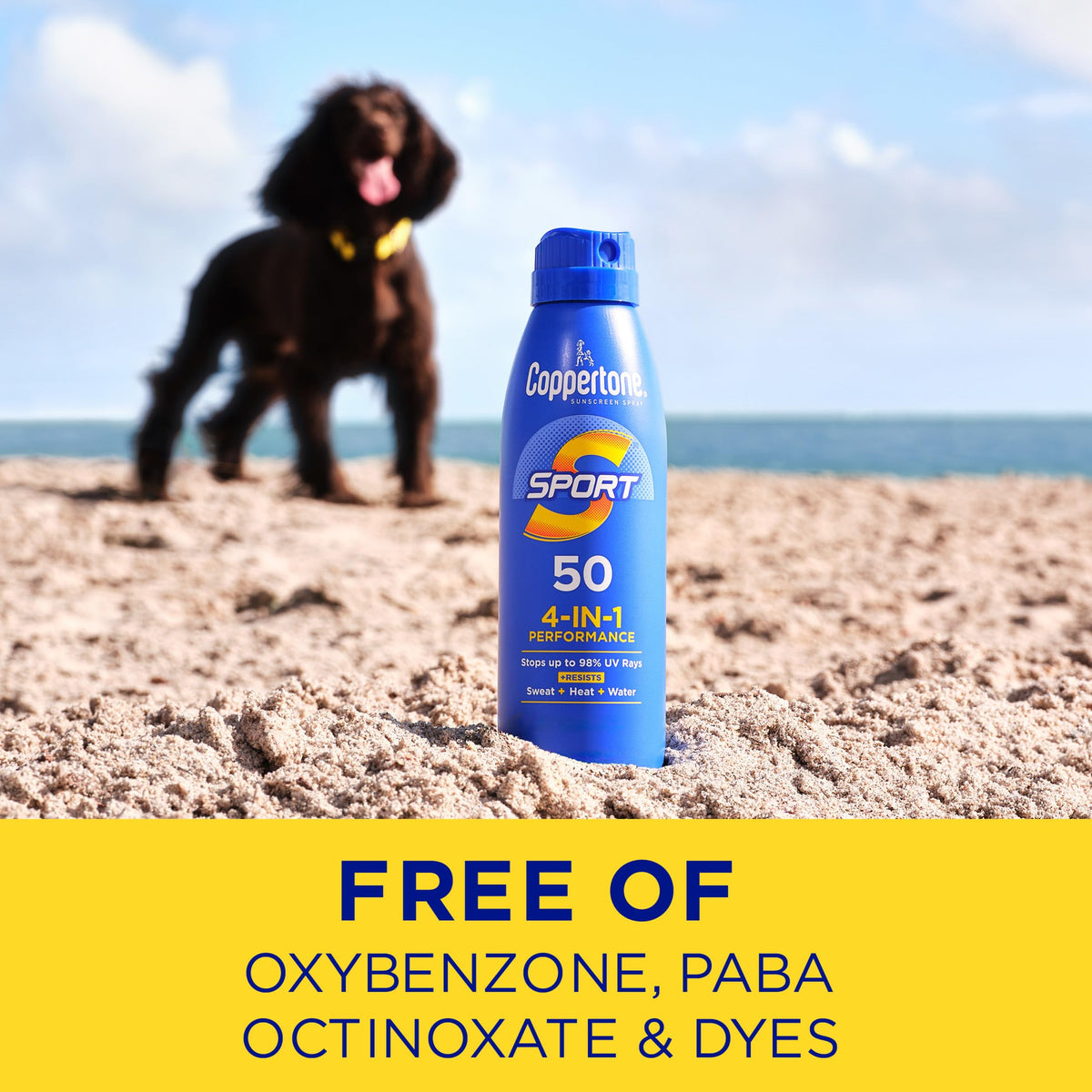Coppertone Sport Sunscreen Spray SPF 50, Water Resistant Broad Spectrum UVA/UVB Spray Sunscreen