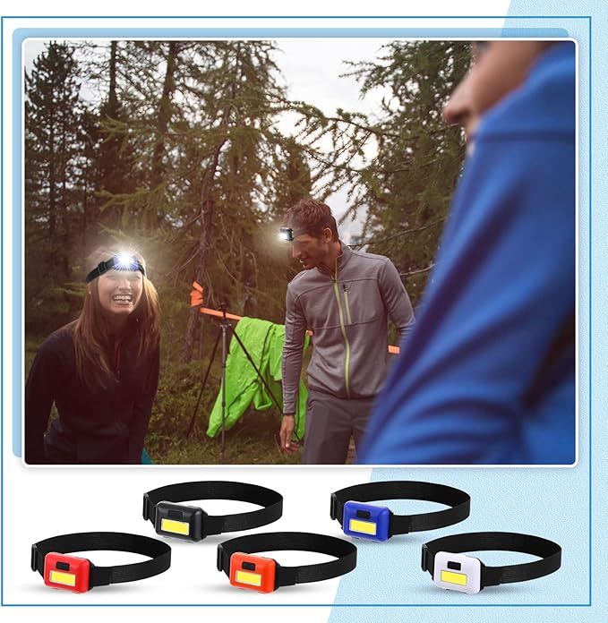 Treela 30 Pieces Led Headlamp Flashlight Outdoor Head Lamp Adjustable Headband Flashlights with 3
