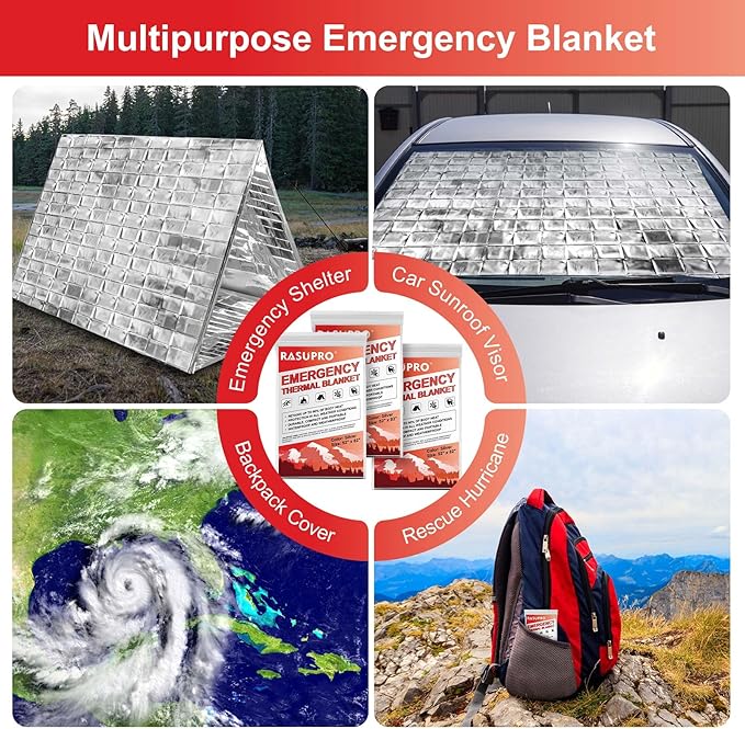 9 Pack Emergency Blankets, Outdoor Survival Emergency Insulated Gear, Mylar Thermal Space Insulated