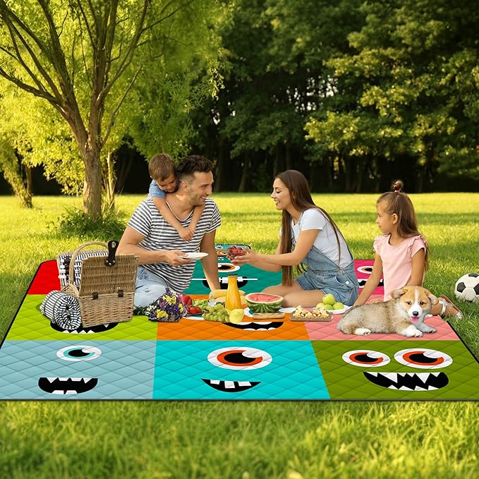 Extra Large Picnic Blanket Waterproof,80"x 80"Foldable Machine Washable Beach Blankets,Outdoor