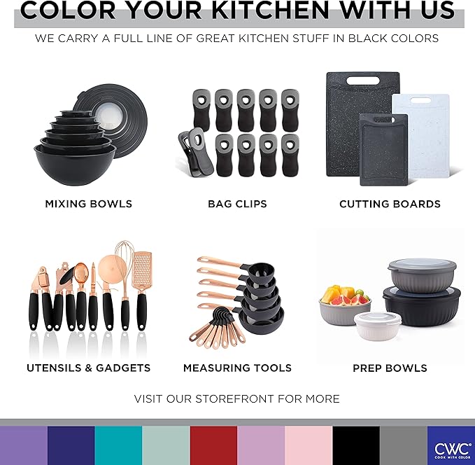 COOK WITH COLOR Silicone Cooking Utensils, Kitchen Utensil Set, Easy to Clean Silicone Kitchen