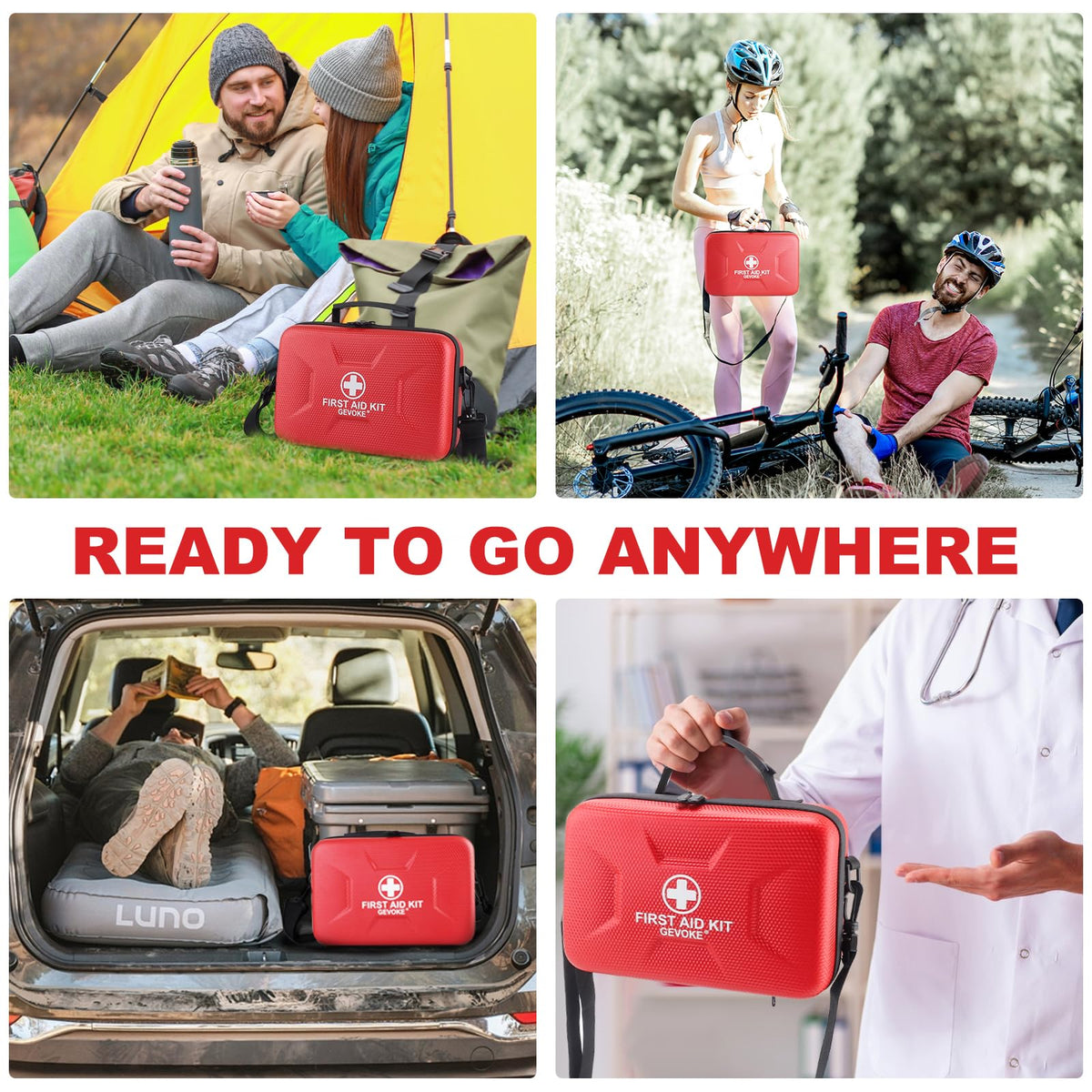 Gevoke First Aid Kit - 410 Piece, Waterproof, Red - product view 7