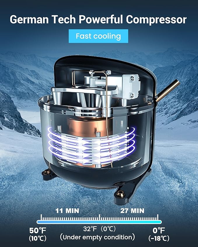 Car Refrigerator, 12 Volt Refrigerator, Slim Design, 0℉~50℉ Portable Freezer Car Fridge, 17
