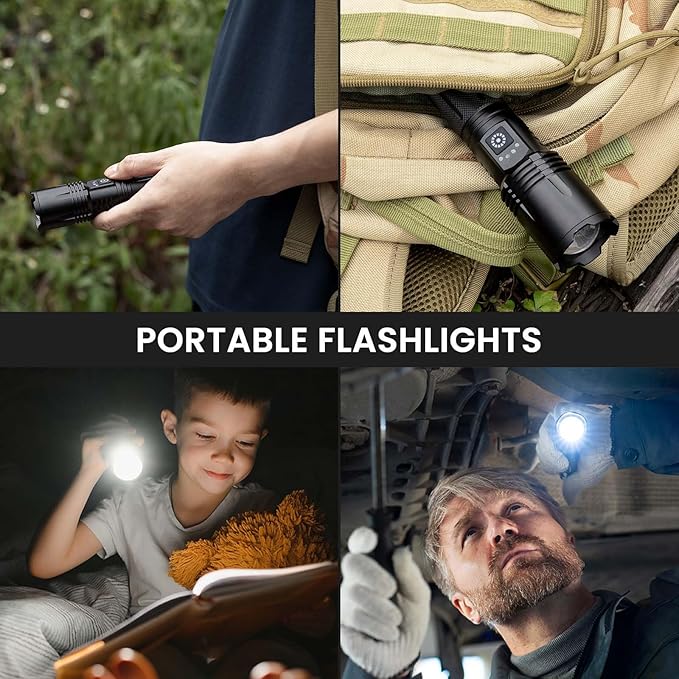 3 Pack Rechargeable Flashlights High Lumens, 99,000 Lumens Super Bright LED Flashlight for Home