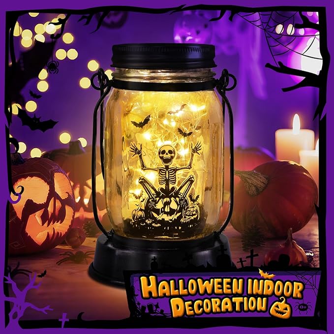 Halloween Decorations Gifts for Women/Men Halloween Skeletons Solar Lanterns Skeleton Decorations