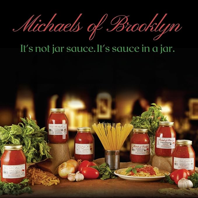 Michaels Of Brooklyn, Sauce, Tomato Basil, Pack of 6, Size 32 OZ, (GMO Free Low Sodium Vegan Wheat
