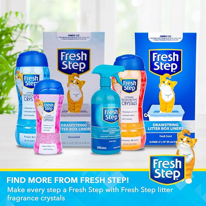 Fresh Step Cat Litter Crystals in Tropical Summer Breeze Scent - Cat Litter Box Deodorizer