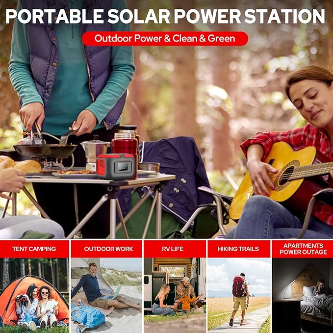Portable Power Station 120W, 110V Outdoor Power Pack Generator with AC Outlet, External Lithium