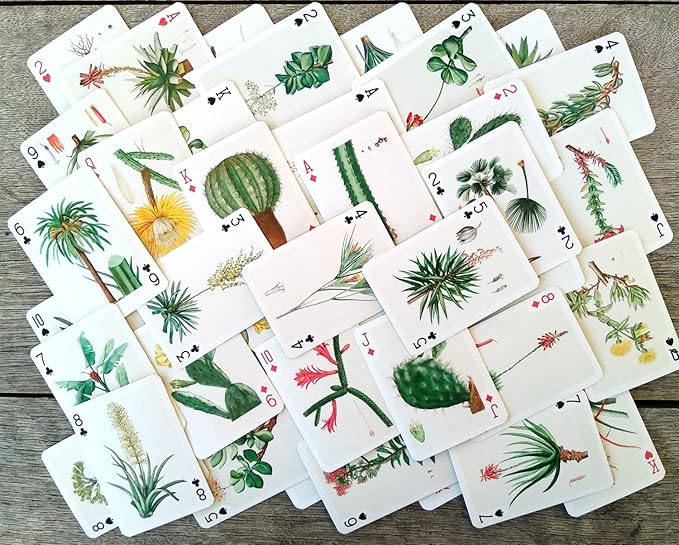 Cactus and Succulents Playing Cards (Poker Deck 54 Cards All Different) Vintage Antique Botannical