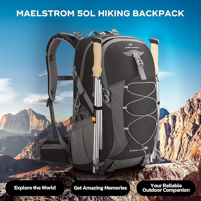 Maelstrom Hiking Backpack,Camping Backpack,50L Waterproof Hiking Daypack with Rain