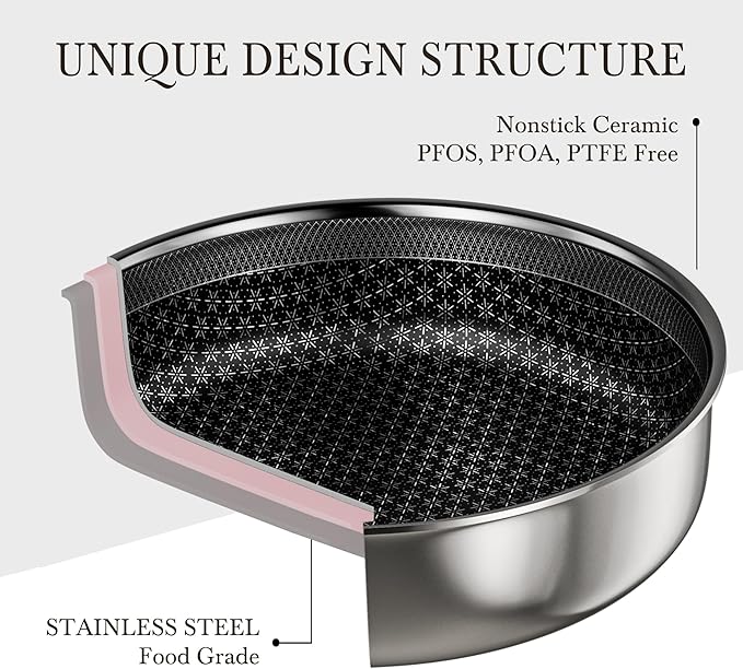 Caannasweis Detachable Nonstick Cookware Set - Stackable Induction Pots and Pans With Removable