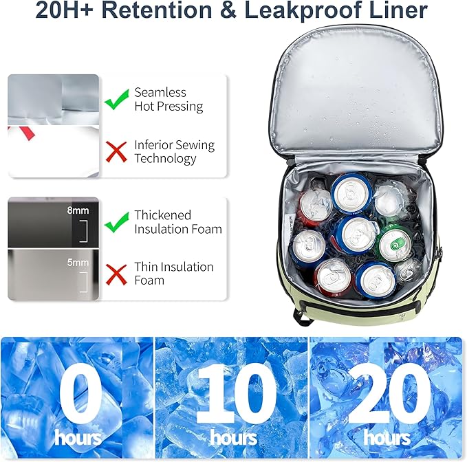 SPARTER Backpack Cooler Insulated Leak Proof 33/49 Cans, 2 Insulated Compartments Thermal Bag