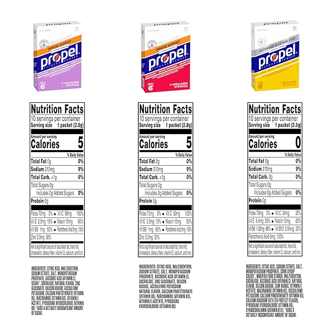 Propel Immune Support Electrolyte Enhanced Water Drink Mix Powder Packets, Variety Pack, 100% DV